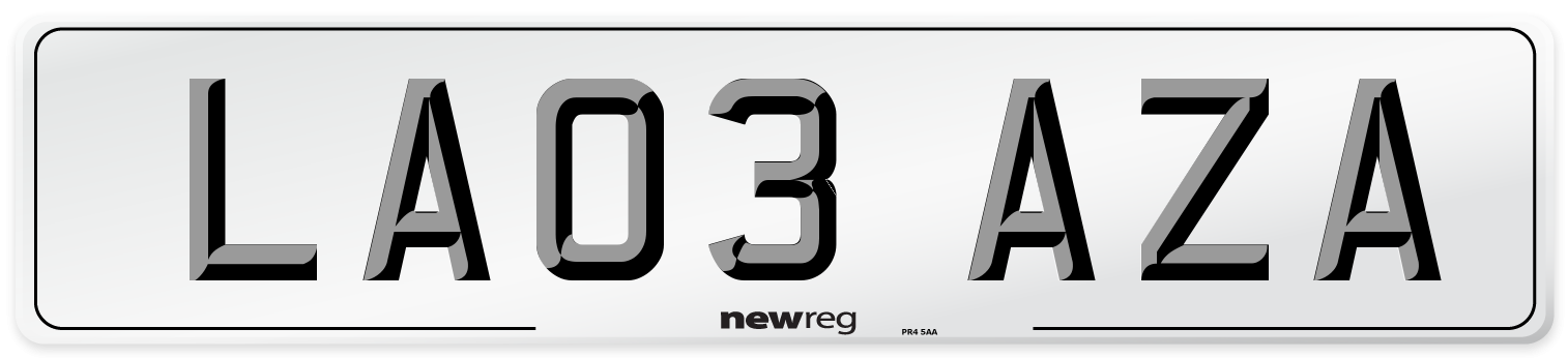LA03 AZA Number Plate from New Reg